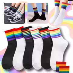 X4 Pares Medias Orgullo Diseño Liso Con Arcoiris Unisex Lgbt - comprar online