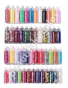 Imagen de Set X 24 Glitter Formas Gibre Surtidos Uñas Decoraciones