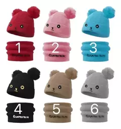 Imagen de Combo Gorro + Cuello Lana Invierno Corderito Niños Infantil