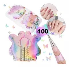 100 Moldes Mariposa Tornasol Uñas Esculpidas Autoadhesivos