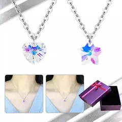Collar Cadena Dije Cristal Corazón Mujer + Cajita De Regalo