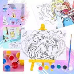 Kit De Arte Para Niños Atril Bastidor Pincel Tela Temperas