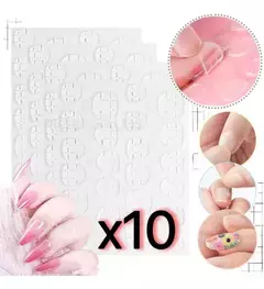 Sticker X10 Adhesivo Pegamento Para Tips Uñas Postizas Cinta