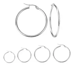 Par De Aros Plateado Argolla Cubanos Medida Grandes Pequeñas - comprar online