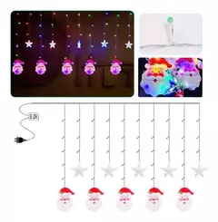 Cortina Cara Papa Noel Luces Led Navideñas Con Enchufe 2,80m - comprar online