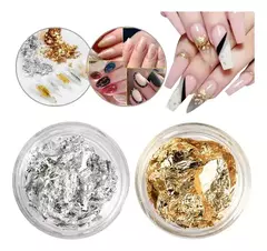 12 Papel Metalizado Para Decoración De Uñas Foil Oro Plata