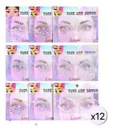 X12 Strass Gemas Brillitos Autoadhesivos Rostro Body Fiesta