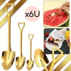 Cucharitas X6 Palas Dorada Acero Inoxidable Comida Postre
