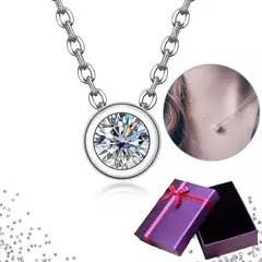 Cadena Collar Dije Cristal Delicado Mujer + Cajita De Regalo