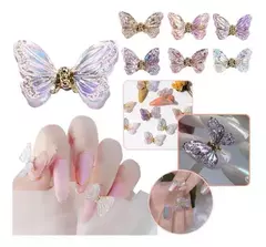 X3 Strass Mariposa 3d Deco Uñas Esculpidas Grande Colores