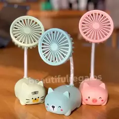 Ventilador De Mesa Recargable Cable Usb Infantil Animales - comprar online
