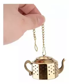Infusor De Te Dorado Con Cadena Acero Inoxidable Colador - comprar online