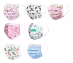 Barbijos Descartables Infantil Niños Dibujos Triplecapa X50u - mqregalosmayorista