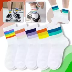 X4 Pares Medias Orgullo Diseño Liso Con Arcoiris Unisex Lgbt