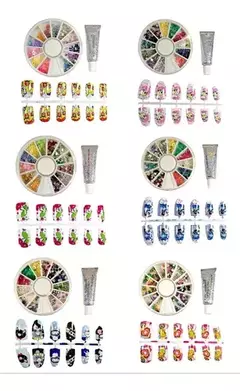 Kit De Uñas Postiza Con Pegamento Strass Carrousel Infantil - mqregalosmayorista