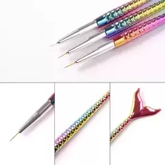 Set X3 Pinceles Linners Mango Sirena Nail Art Deco Uñas - tienda online