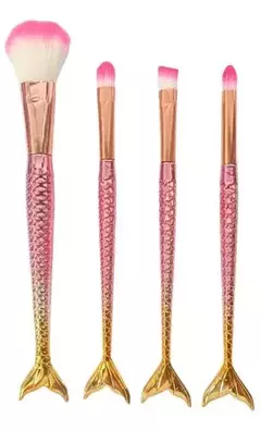Set 4 Brochas Maquillaje Profesional Pinceles Cola Sirena - tienda online