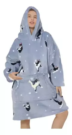 Pijama Buzo Canguro Oversize Capucha Manta Corderito Inviern - comprar online