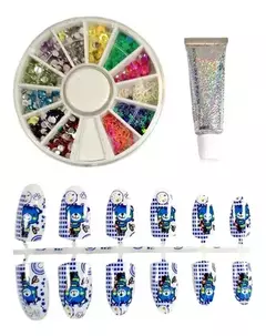 Kit De Uñas Postiza Con Pegamento Strass Carrousel Infantil - comprar online