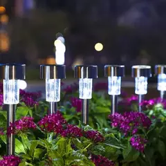 10 Estacas Lámparas Jardín Luz Led Carga Solar Camino Deco - comprar online
