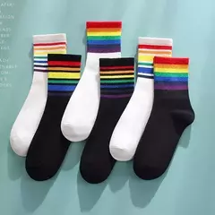 X4 Pares Medias Orgullo Diseño Liso Con Arcoiris Unisex Lgbt en internet