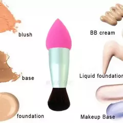 Brocha Doble Para Maquillaje Brocha Polvo + Esponja Base - comprar online