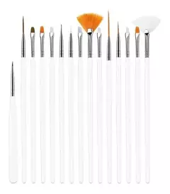 Set 15 Pinceles Nail Art Decoracion Uñas Esculpidas - mqregalosmayorista