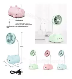 Ventilador De Mesa Recargable Cable Usb Infantil Animales en internet