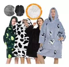 Pijama Buzo Canguro Oversize Capucha Manta Corderito Inviern