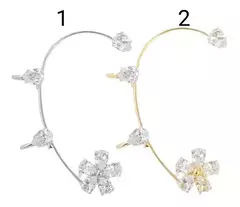 Aro Solitario Sin Perforación Flor Piedras Trepador Mujer - comprar online
