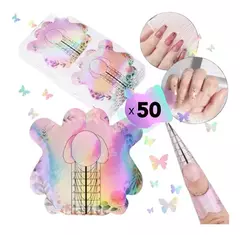 50 Moldes Mariposa Tornasol Uñas Esculpidas Autoadhesivos