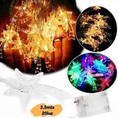 Luces Meteoro Estrella 20 U Guirnalda 3 Mts A Pila Navidad