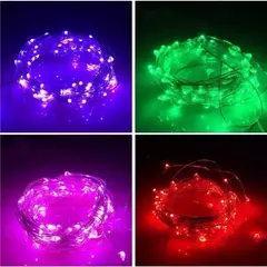Guirnalda Hilo Alambre X10 Cobre Microled Roja Pilas 3mts - comprar online