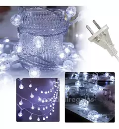 Luces Guirnalda Led 28 Bolitas Cristal 5 Mts Enchufe A 220v - tienda online