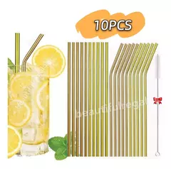 10 Sorbetes Acero Inoxidable Reutilizable Metal Con Cepillo - comprar online