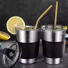 10 Sorbetes Acero Inoxidable Reutilizable Metal Con Cepillo - mqregalosmayorista
