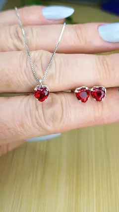 Conjunto Colar Pingente e Brincos Zirconia em Prata 925 - comprar online