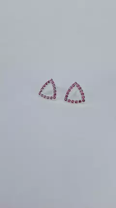 Brinco Triangulo Zirconia Rosa Prata 925