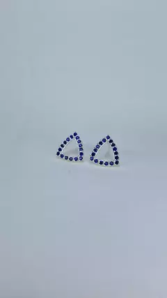 Brinco Triangulo Zirconia Azul Prata 925