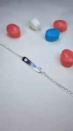 Pulseira Infantil Chapinha Coração Prata 925