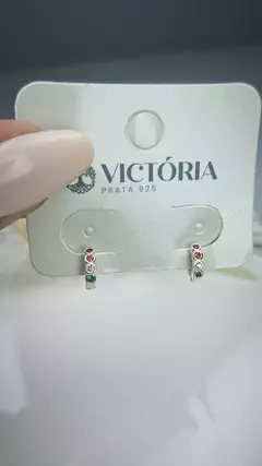 Brinco Argola P Colors Zirconia 9mm Diâmetro Fecho Clic em Prata 925 na internet