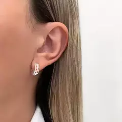 Brinco Argola Cravejado Zirconia Laranja 12mm Diâmetro Fecho Clic em Prata 925 - comprar online