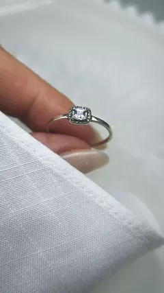 Anel Pedra Zirconia Quadrado em Prata 925 Envelhecida - loja online