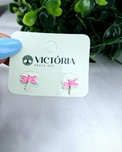 Brinco Libélula Rosa em Prata 925 - comprar online