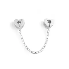 Trava Coração Cravejado Zirconia para Pulseira da Vida em Prata 925 - comprar online