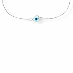 Pulseira Veneziana Coração Olho Grego 16 cm em Prata 925 na internet