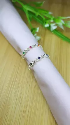 Anel Infinito Zirconia Colors em Prata 925