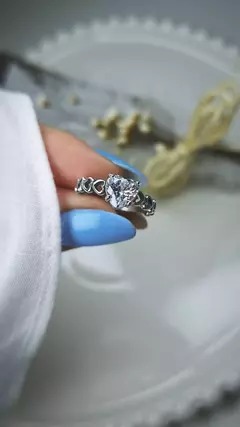 Anel Envelhecido Coração Zirconia Cristal em Prata 925 - comprar online