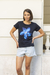 Remera flor azul c/strass - comprar online