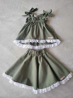 Top y Pollera Tussor - Verde - comprar online